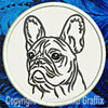 Black Brindle Colored French Bulldog Portrait #2A Embroidered Patch for French Bulldog Lovers - Click to Enlarge