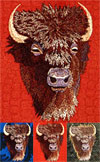 Bison High Definition Embroidery Portrait #1 on canvas for Bison Lovers