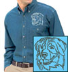 Bernese Mountain Dog Portrait #1 Embroidered Men's Denim Shirt