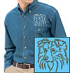 Border Collie Portrait #1 Embroidered Men's Denim Shirt