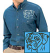 Boxer Portrait #1 Embroidered Men's Denim Shirt