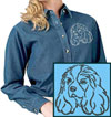 Cavalier Spaniel Portrait #1 Embroidered Women's Denim Shirt