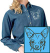 Chihuahua Portrait #1 Embroidered Women's Denim Shirt