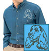 Cocker Spaniel Portrait #1 Embroidered Men's Denim Shirt