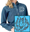 Collie Portrait #1 Embroidered Women's Denim Shirt