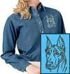 Doberman Portrait #1 Embroidered Women's Denim Shirt