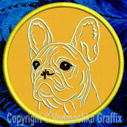 French Bulldog Portrait #2C - 4" Medium Embroidery Patch