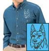 German Shepherd Portrait_#2 Embroidered Men's Denim Shirt