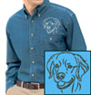 Golden Retriever Portrait #1 Embroidered Men's Denim Shirt