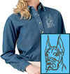 Great Dane Portrait #1 Embroidered Women's Denim Shirt