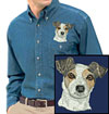 Jack Russell Terrier HD Portrait #1 Embroidered Mens Denim Shirt