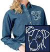 Jack Russell Terrier Portrait #2 Embroidered Women's Denim Shirt