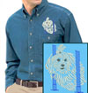 Maltese Agility #3 Embroidered Men's Denim Shirt