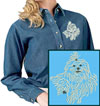 Maltese Agility #5 Embroidered Women's Denim Shirt