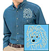 Pomeranian Portrait #2 Embroidered Men's Denim Shirt