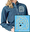 Pomeranian Portrait #2 Embroidered Women's Denim Shirt