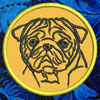 Pug Portrait #1 - 3" Small Embroidery Patch