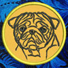 Pug Portrait #1 - 4" Medium Embroidery Patch