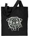 Pug Portrait #1 Embroidered Tote Bag #1