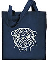 Pug Portrait #1 Embroidered Tote Bag #1