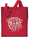 Pug Portrait #1 Embroidered Tote Bag #1