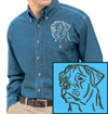 Rottweiler Portrait #1 Embroidered Men's Denim Shirt