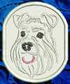 Schnauzer Portrait #2 - White - 3" Small Embroidery Patch