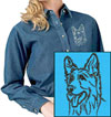 Shiloh Shepherd Portrait #1 Embroidered Women's Denim Shirt