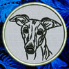 Whippet Portrait #1 - 4" Medium Embroidery Patch