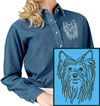 Yorkshire Terrier Portrait #1 Embroidered Women's Denim Shirt