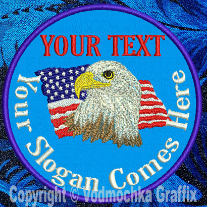 Eagle-Flag Custom Text - 4" Medium Embroidery Patch - Click Image to Close
