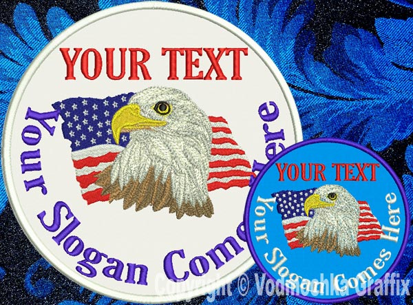 Eagle-Flag Custom Text - 4" Medium Embroidery Patch - Click Image to Close