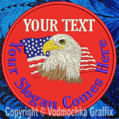 Eagle-Flag Custom Text - 8" Extra Large Embroidery Patch - Click Image to Close