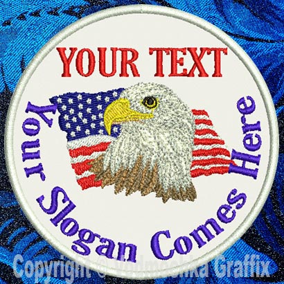 Eagle-Flag Custom Text - 8" Extra Large Embroidery Patch - Click Image to Close