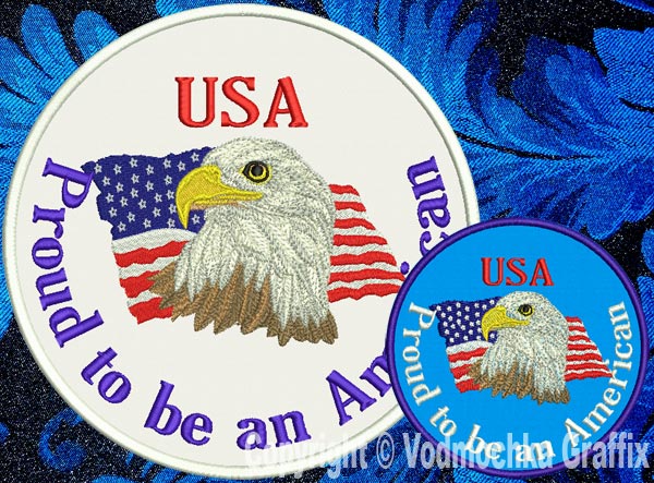 A Proud American - 8" Extra Large Embroidery Patch - Click Image to Close