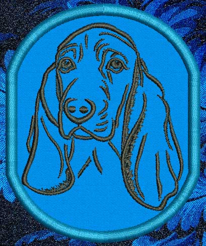 Basset Hound Portrait #1 - 3" Small Embroidery Patch - Click Image to Close