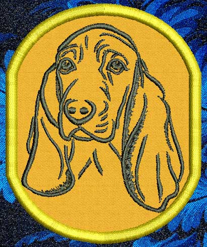Basset Hound Portrait #1 - 4" Medium Embroidery Patch - Click Image to Close