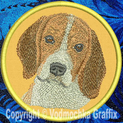 Beagle - HD Portrait #1 10" Double Extra L Embroidery Patch - Click Image to Close