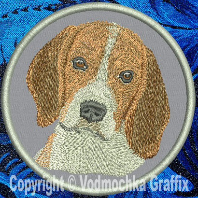 Beagle - HD Portrait #1 - 4" Medium Embroidery Patch - Click Image to Close