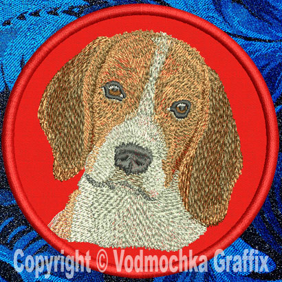 Beagle - HD Portrait #1 10" Double Extra L Embroidery Patch - Click Image to Close