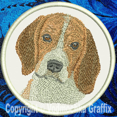Beagle - HD Portrait #1 - 4" Medium Embroidery Patch - Click Image to Close