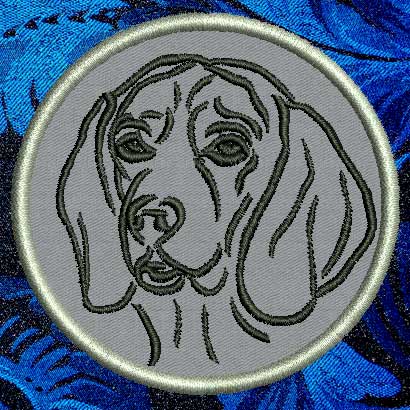 Beagle Portrait #1 - 4" Medium Embroidery Patch - Click Image to Close