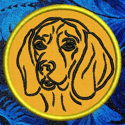 Beagle Portrait #1 - 4" Medium Embroidery Patch - Click Image to Close