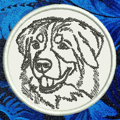 Bernese Mountain Dog Portrait #1 - 3" Small Embroidery Patch - Click Image to Close