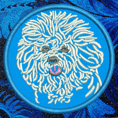 Bichon Frise Portrait #1 - 4" Medium Embroidery Patch - Click Image to Close