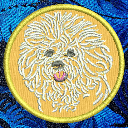 Bichon Frise Portrait #1 - 3" Small Embroidery Patch - Click Image to Close