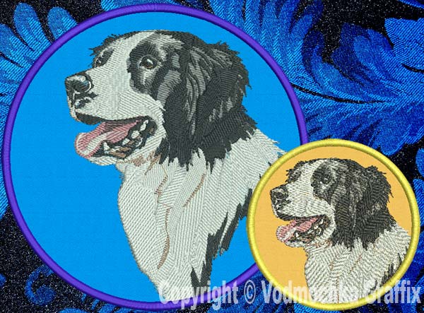 Border Collie Portrait BT2490 - 8" Extra Large Embroidery Patch - Click Image to Close