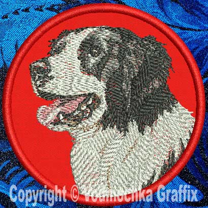 Border Collie Portrait BT2490 - 8" Extra Large Embroidery Patch - Click Image to Close