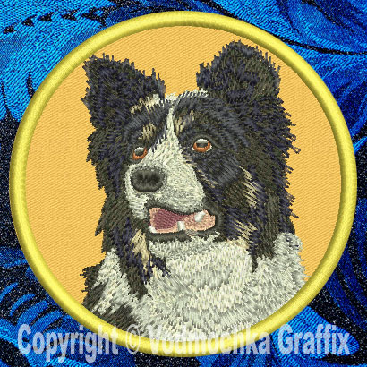 Border Collie HD Portrait #1 - 4" Medium Embroidery Patch - Click Image to Close