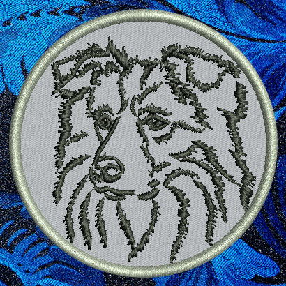 Border Collie Portrait #1 - 4" Medium Embroidery Patch - Click Image to Close